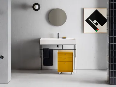 ELEMENT 121 - Bathroom composition with washbasin console, mirror and chest of drawers by Pirovano