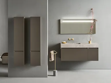FLAMINGO 104 - Bathroom composition with washbasin, column and mirror by Pirovano