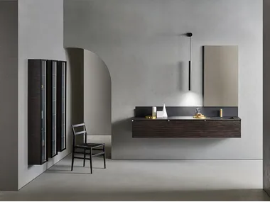 FLAMINGO 105 - Bathroom composition with washbasin, column and mirror by Pirovano