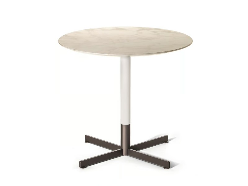 BOB BISTROT - Round Calacatta Oro marble table with 4-star base by Poltrona Frau