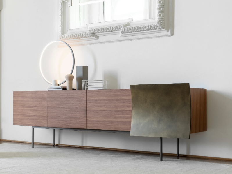 BILBAO - Canaletta walnut sideboard with doors by Porada