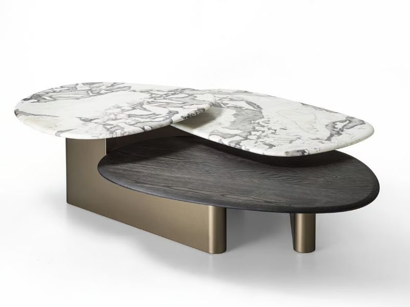 CALLISTO MIX WOOD - Marble and wood coffee table by Porada