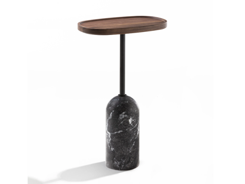 EKERO - Oval marble coffee table and canaletta walnut top by Porada