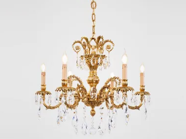 ASTOR 720/6-SH/G - LED brass chandelier with crystals by Possoni Illuminazione