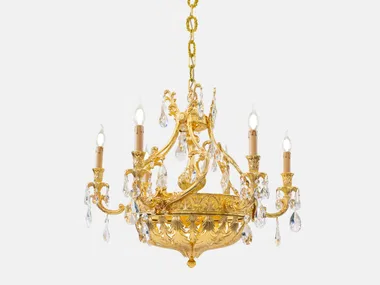 HERITAGE 912/6+6-SH/G - LED brass chandelier with crystals by Possoni Illuminazione