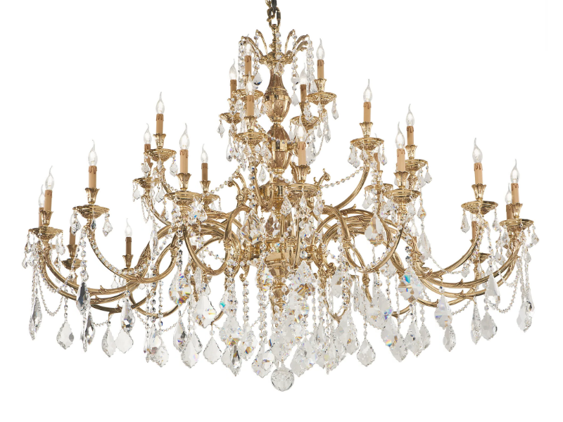WINDSOR 888/28D2-SH/P - French Gold chandelier with Schoeler crystals by Possoni Illuminazione