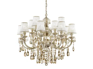 WINDSOR 888/8+4-PZ-GG - Antique white/gold chandelier with Schoeler crystals by Possoni Illuminazione