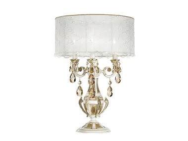 WINDSOR 888/L3-PZ-GG - Antique white/gold table lamp with Schoeler crystals by Possoni Illuminazione