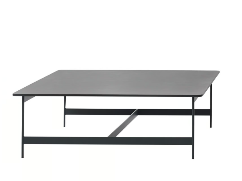 LITTLE T 878/TQ-100-OUT - Square low metal garden side table with porcelain stoneware top by Potocco
