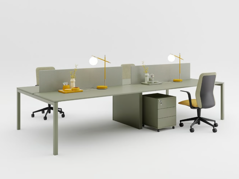 DIECI - Wooden workstation desk with cable management by PROF