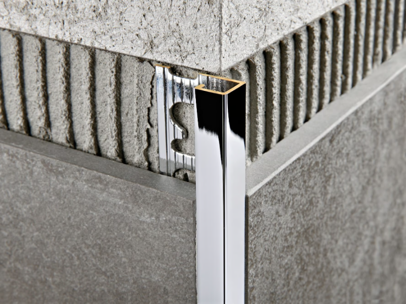 PROJOLLY SQUARE CHROMED BRASS - Chromed brass edge profile for walls by Progress Profiles