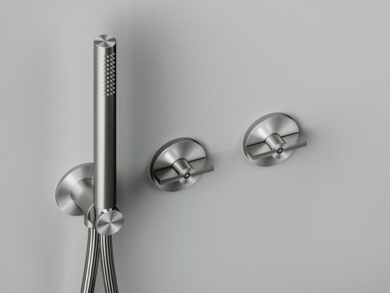 VALVOLA01 19 68 - Hydroprogressive mixer set for bath/shower with hand shower by Quadrodesign