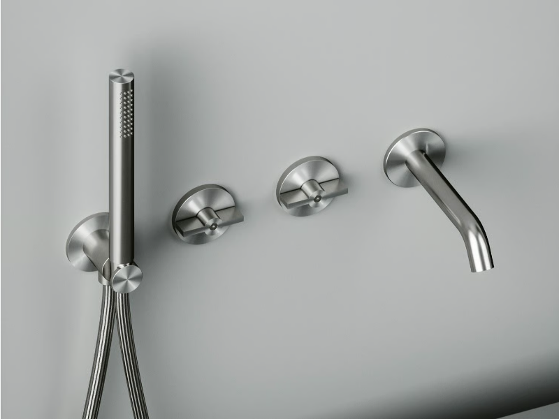 VALVOLA01 19 69 - Set of 2 hydroprogressive mixers for bathtub with spout by Quadrodesign