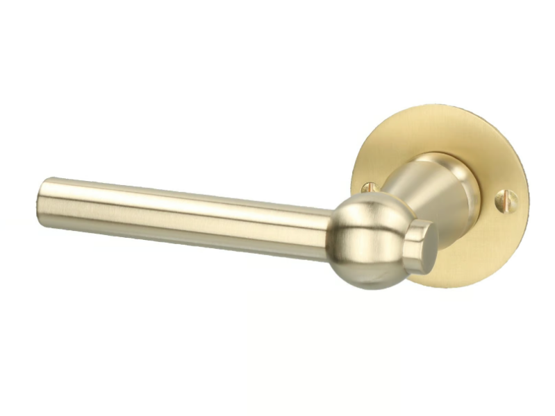 BRUSSELS - Brass door handle on rose by Quincalux