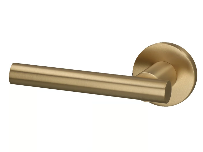 MADRID - Brass door handle on rose by Quincalux