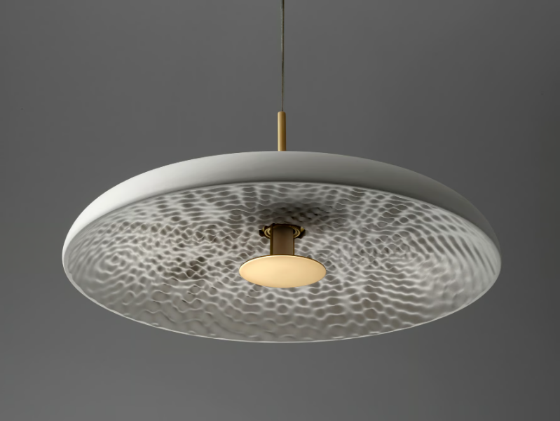PULSE 60 - Stucco and brass LED pendant lamp by RADAR INTERIOR
