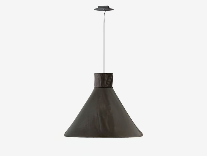 SHELTER - Handmade tanned leather pendant lamp by RADAR INTERIOR