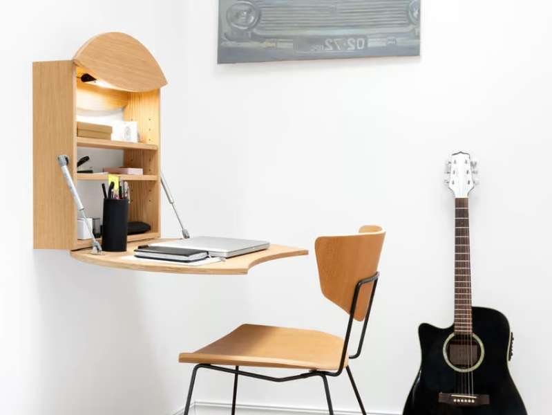 RING - Wall mounted wooden secretary desk with flap doors by Radis