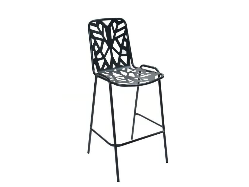 FANCY LEAF 75 - Stackable high perforated metal garden stool by RD Italia