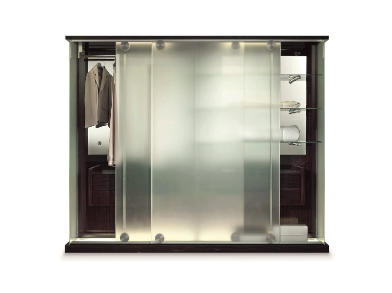 MEGALUX - Wood and glass wardrobe with sliding doors by Reflex