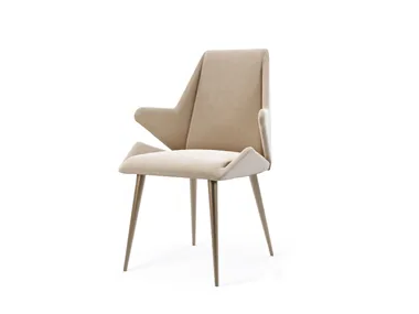 ORIGAMI - Upholstered leather chair with armrests by Reflex