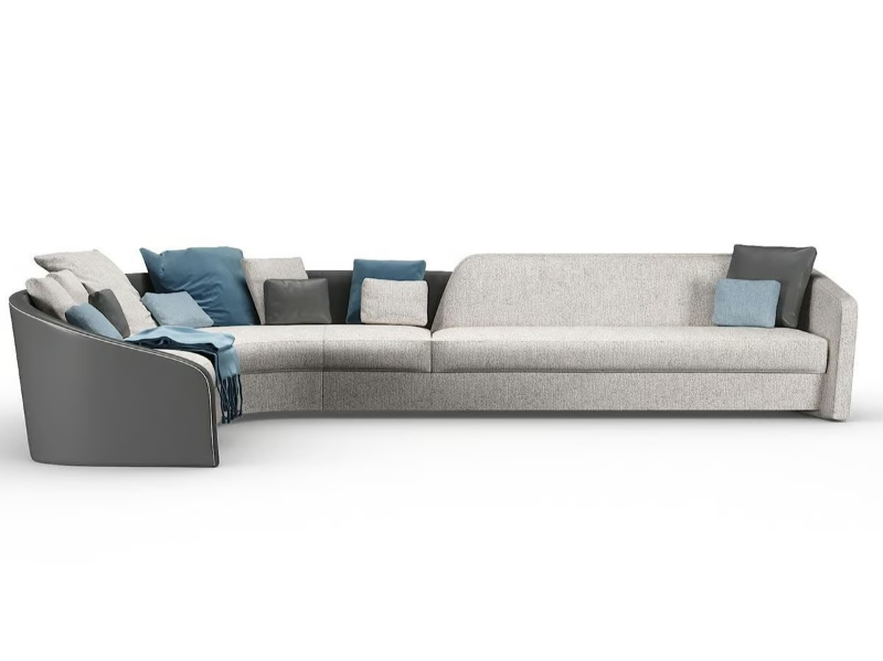 STRATUM - Corner modular leather and fabric sofa with removable cover by Reflex