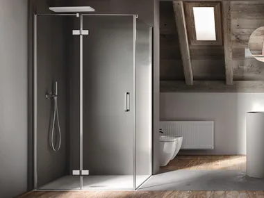 COVER AF+F - Corner crystal shower cabin with hinged door by RELAX