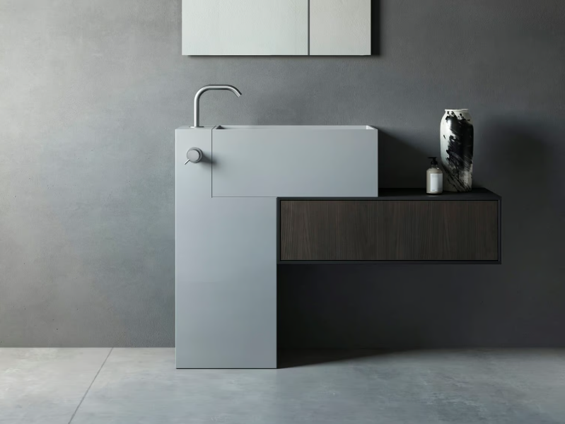ARGO - Freestanding Corian® washbasin with drawers by Rexa