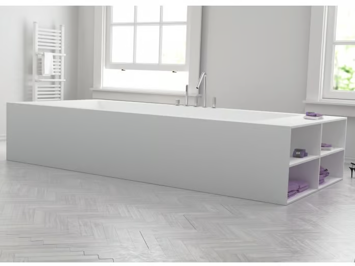 B-FLAT - Freestanding rectangular custom Corian® bathtub by RILUXA
