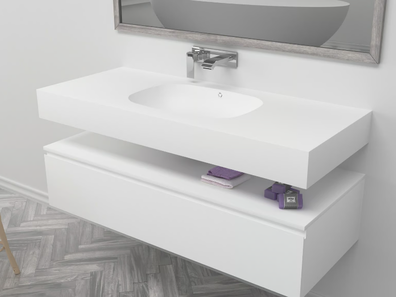 PEACE - Wall-mounted single oval Corian® washbasin by RILUXA