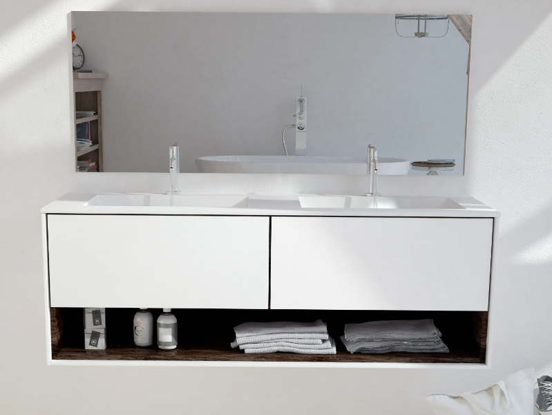 TORONTO CARTHAGE - Double wall-mounted Corian® vanity unit by RILUXA