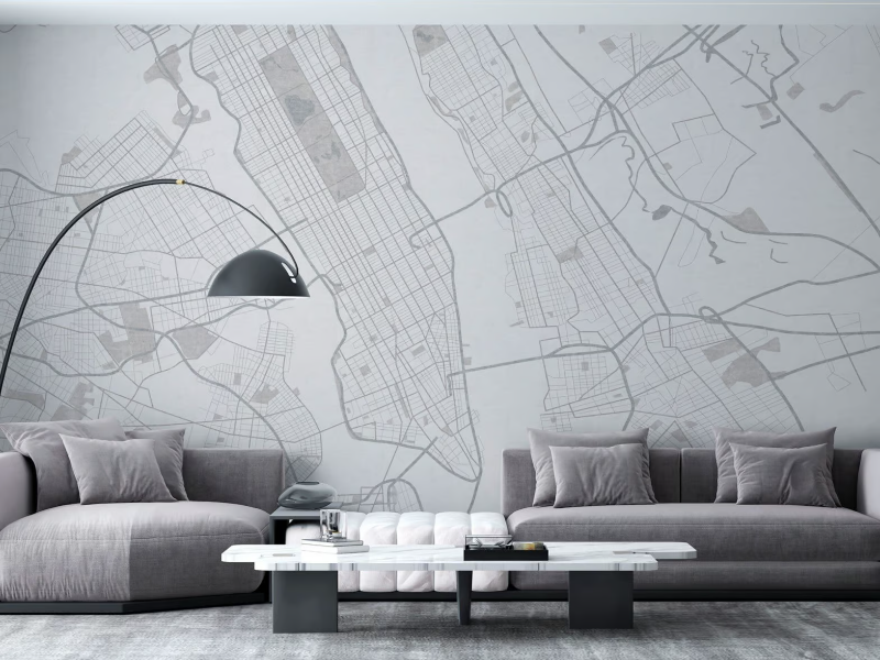 HUDSON - Panoramic wallpaper with map by Rimura