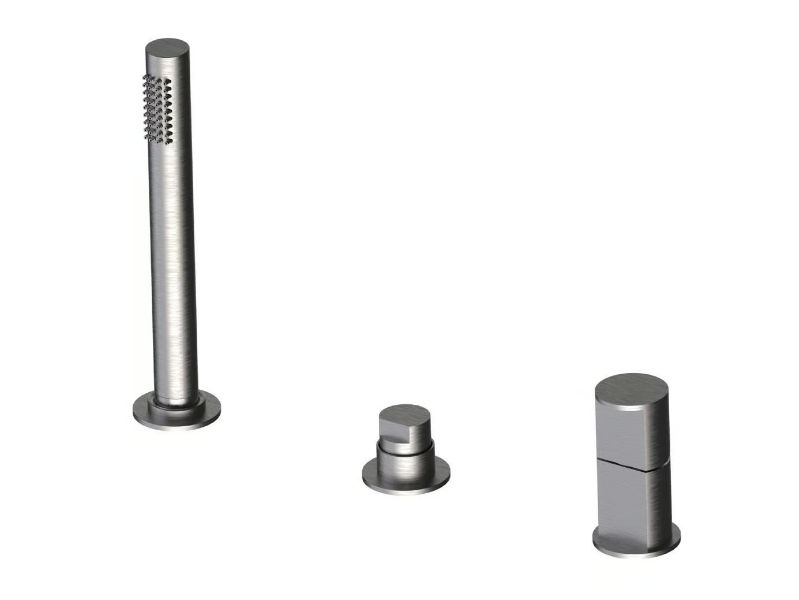 BORGIA 89028A - Deck mounted single handle stainless steel bathtub tap with hand shower by Rubinetterie Frattini