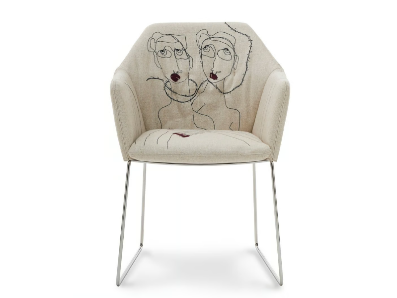 NEW YORK BY MARRAS - Sled base fabric chair with armrests by Saba Italia