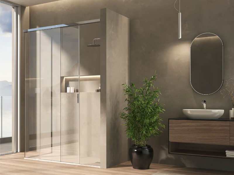GOCCIA35 - Corner rectangular glass shower cabin with sliding door _ saint-gobain by Saint Gobain