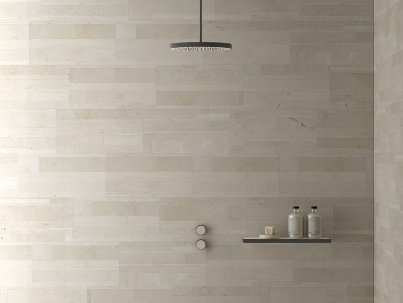 SPAGHETTI - 2 hole marble shower mixer with overhead shower by Salvatori