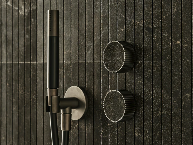 SPAGHETTI - 3 hole marble shower mixer with hand shower by Salvatori
