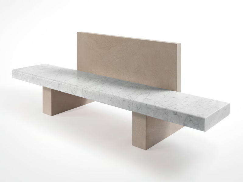 SPAN - Marble bench with back by Salvatori