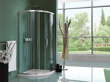 CEE ART - Semicircular tempered glass shower cabin with sliding door by Samo