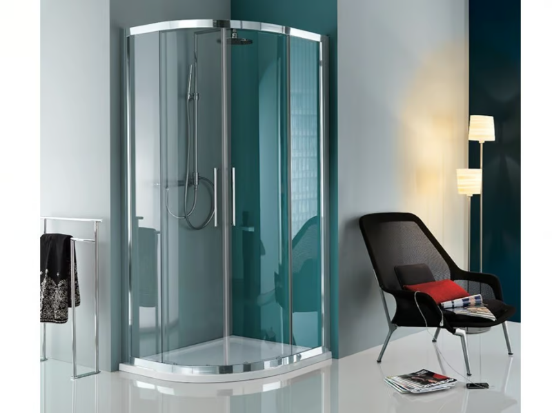 EUROPA - Corner semicircular shower cabin with sliding door by Samo