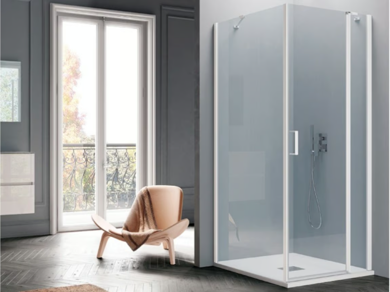 POLARIS - Corner tempered glass shower cabin with hinged door by Samo