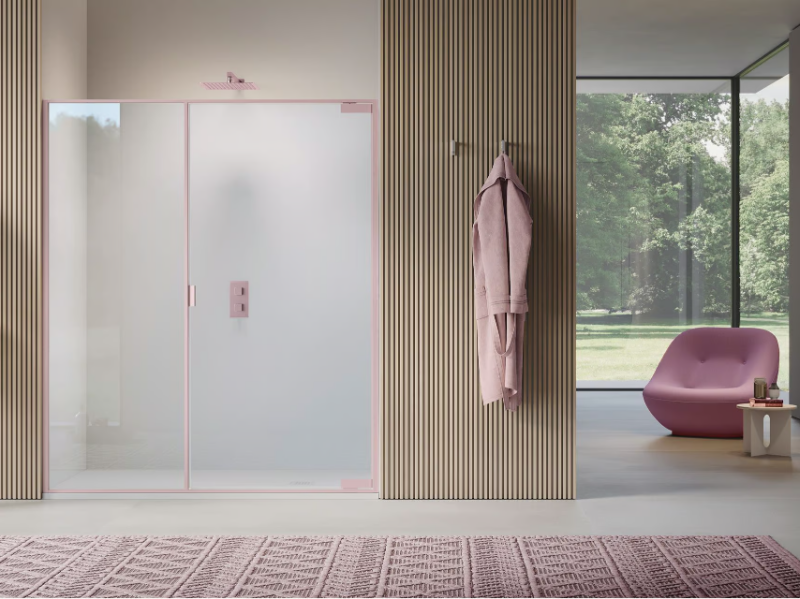 PYXIS - Pivoting hinged door with fixed wall in line only for niche by Samo