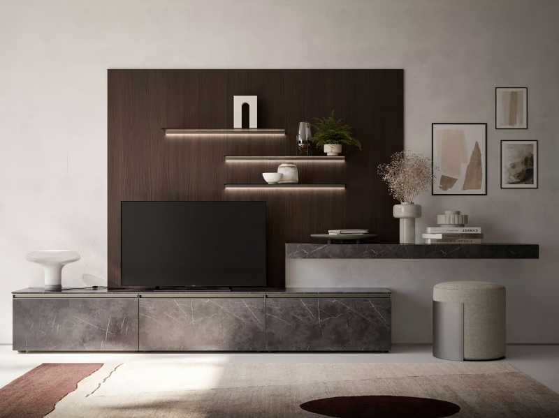 BOISERIE - Sectional wooden storage wall by Santalucia Mobili