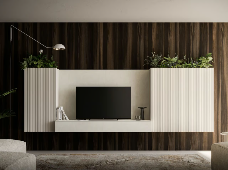 GREEN - Sectional wooden storage wall by Santalucia Mobili