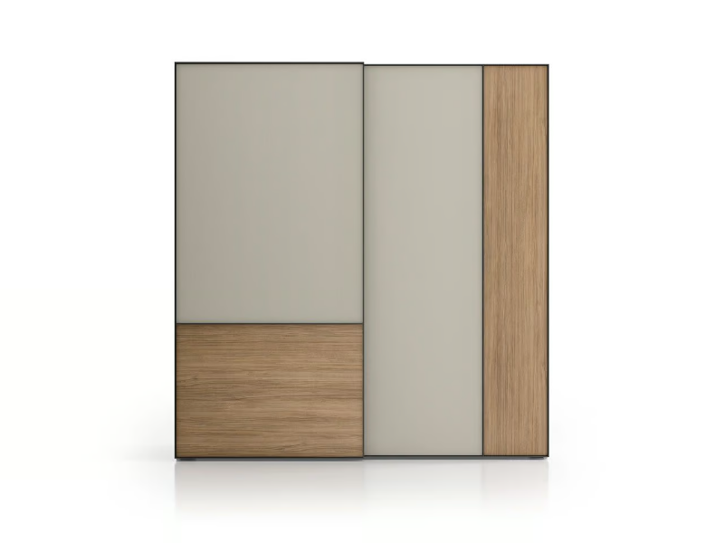 NUIT - Sectional wooden and tempered glass wardrobe with sliding doors by Santalucia Mobili