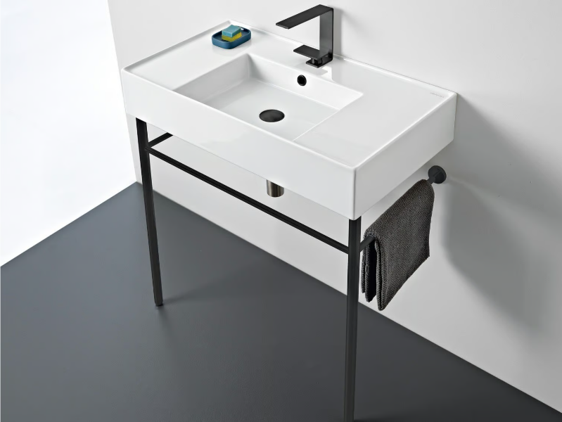 TEOREMA 2.0 - Console ceramic washbasin by Scarabeo Ceramiche
