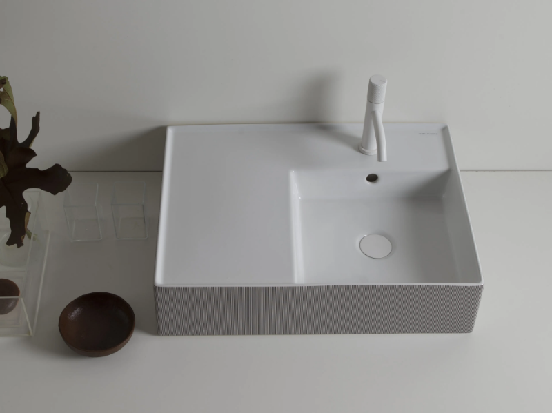 TEOREMA 2.0 RIGO - Countertop rectangular ceramic washbasin with overflow by Scarabeo Ceramiche