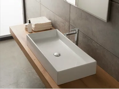 TEOREMA 80 - Countertop rectangular ceramic washbasin by Scarabeo Ceramiche