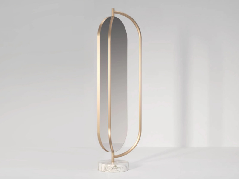 GIOVE - Freestanding swivel oval marble mirror by Secolo