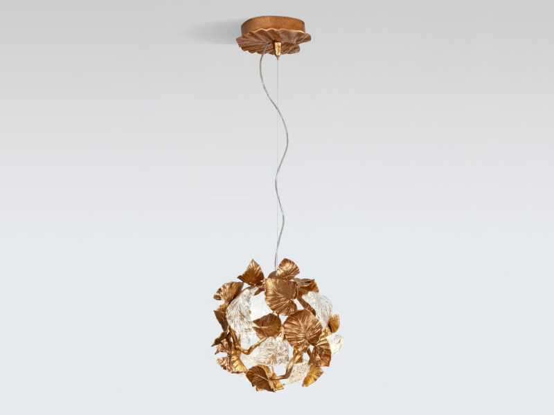CALATHEA ORBIFOLIA - LED handmade bronze pendant lamp by Serip